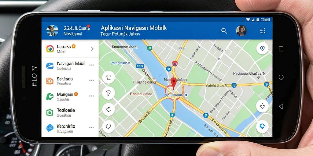 Antarmuka aplikasi 234E yang user-friendly untuk navigasi mobil.