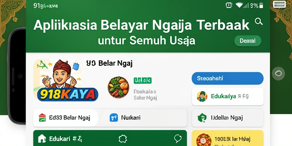 Tampilan antarmuka aplikasi 918KAYA untuk belajar ngaji.