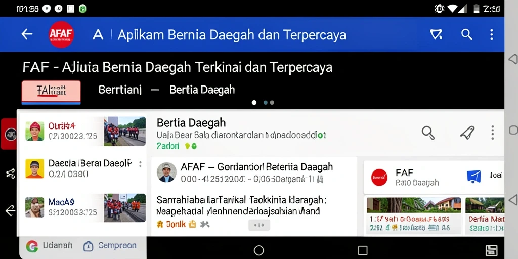 Tampilan antarmuka AFAF menampilkan berita daerah terkini.