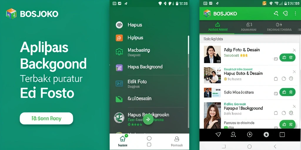 Antarmuka aplikasi BOSJOKO menampilkan fitur penghapusan latar belakang yang sederhana dan efektif.