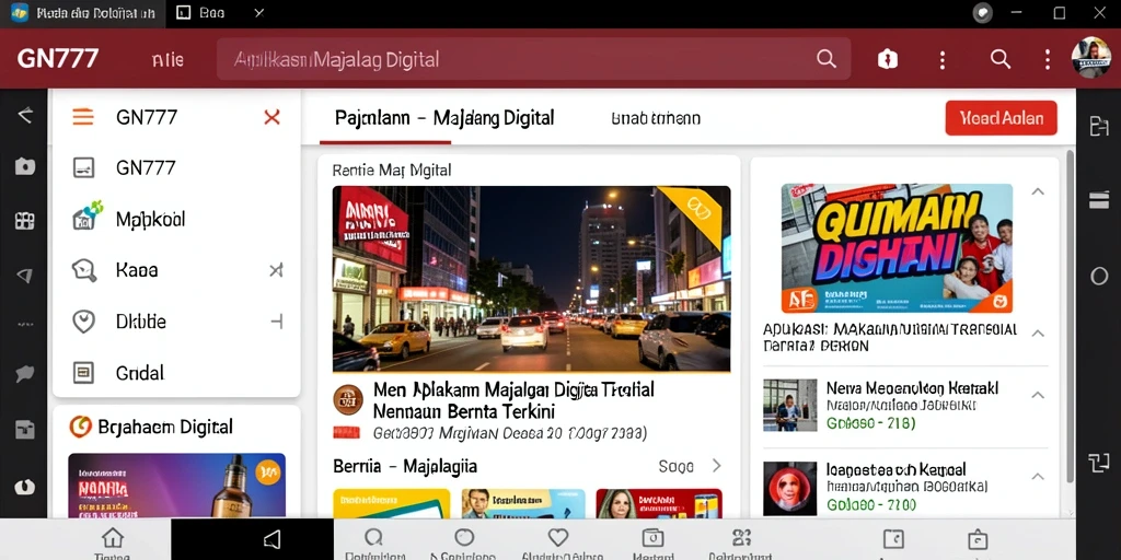 Tampilan antarmuka GN777 yang menarik dan modern untuk Majalah Digital.