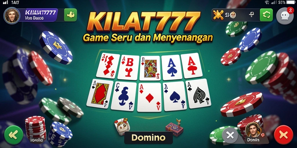 Tampilan antarmuka KILAT777 dalam permainan domino yang menarik.