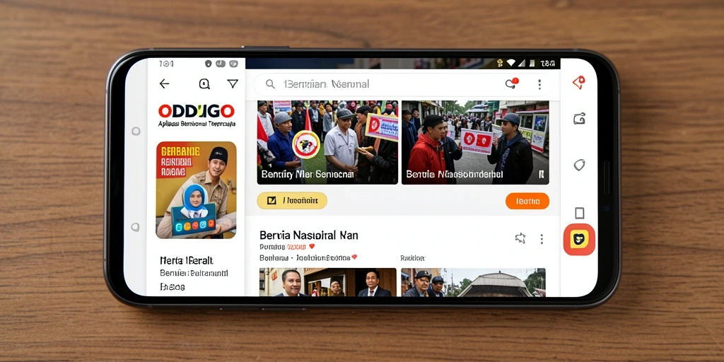 Antarmuka ODDIGO yang menampilkan berita terkini dengan desain yang bersih.