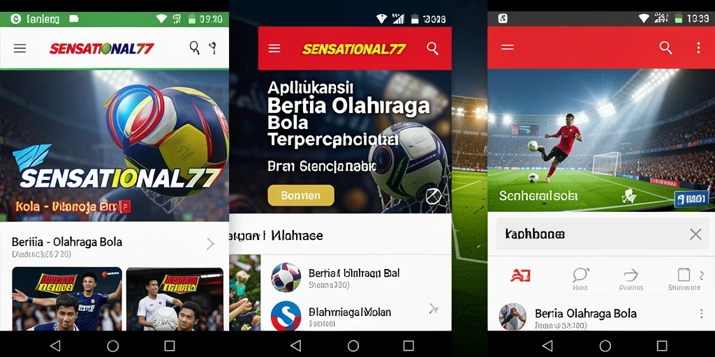 Antarmuka SENSATIONAL77 menampilkan berita dan statistik olahraga bola.
