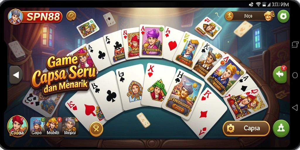 Antarmuka menarik game Capsa SPN88 dengan fungsi lengkap.