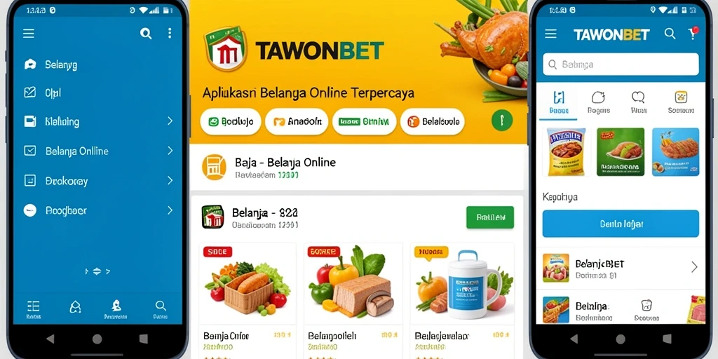 Tampilan antarmuka aplikasi TAWONBET untuk Belanja Online.